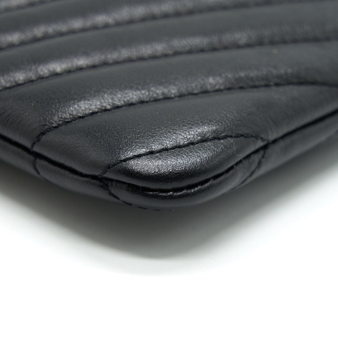 Saint Laurent Monogram Quilted Leather Pouch Black GHW