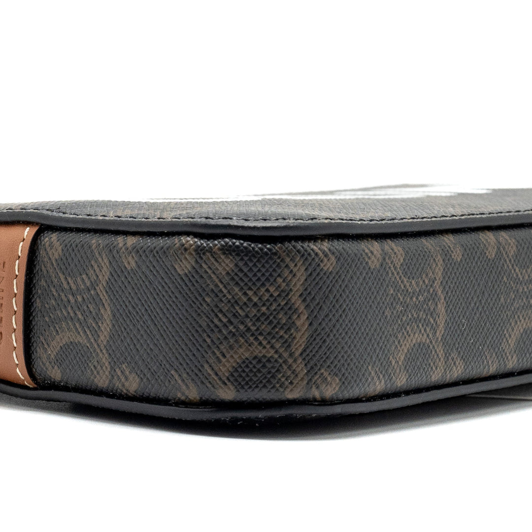 Celine Horizontal Triomphe Logo Print Pouch Coated Canvas/Leather Tan/Brown