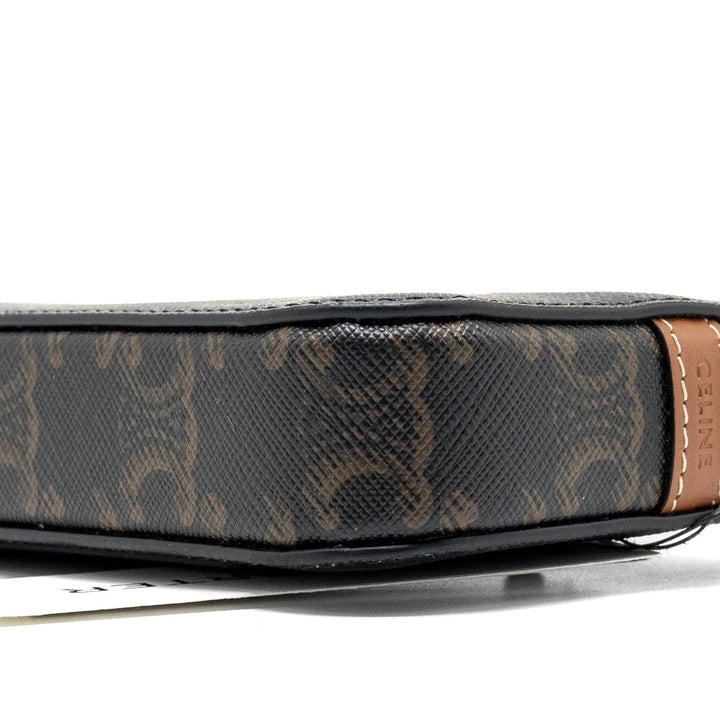 Celine Horizontal Triomphe Logo Print Pouch Coated Canvas/Leather Tan/Brown
