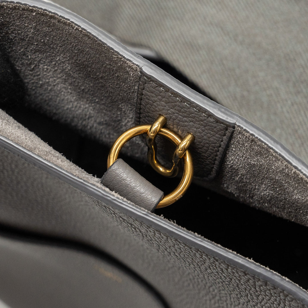 Celine Sangle Bucket Bag Grained Calfskin Grey