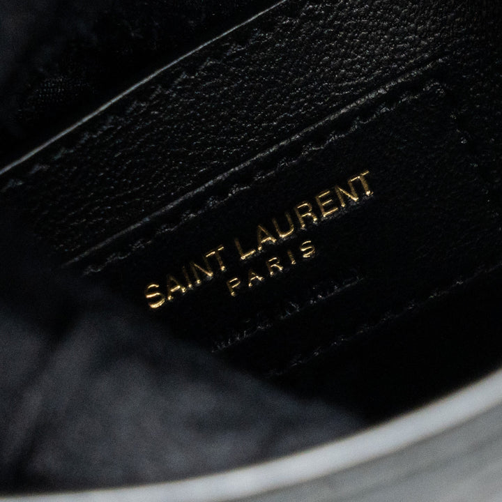 Saint Laurent Manhattan Shoulder Bag Crocodile-Embossed Black GHW