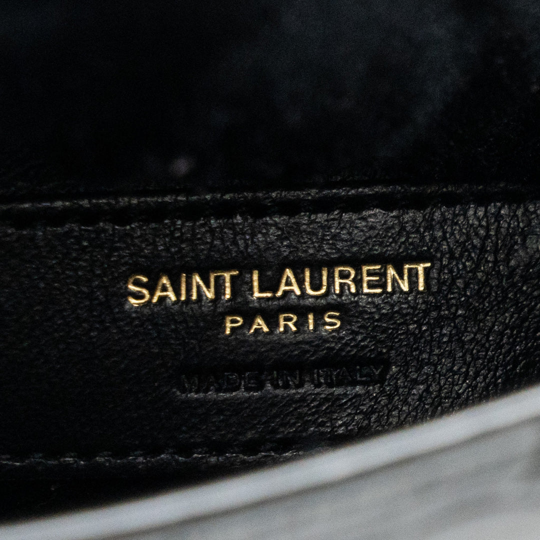 Saint Laurent Manhattan Shoulder Bag Crocodile-Embossed Black GHW