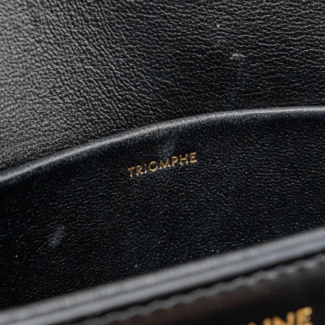 Top Quality Celine Triomphe Shoulder bag shiny calfskin black