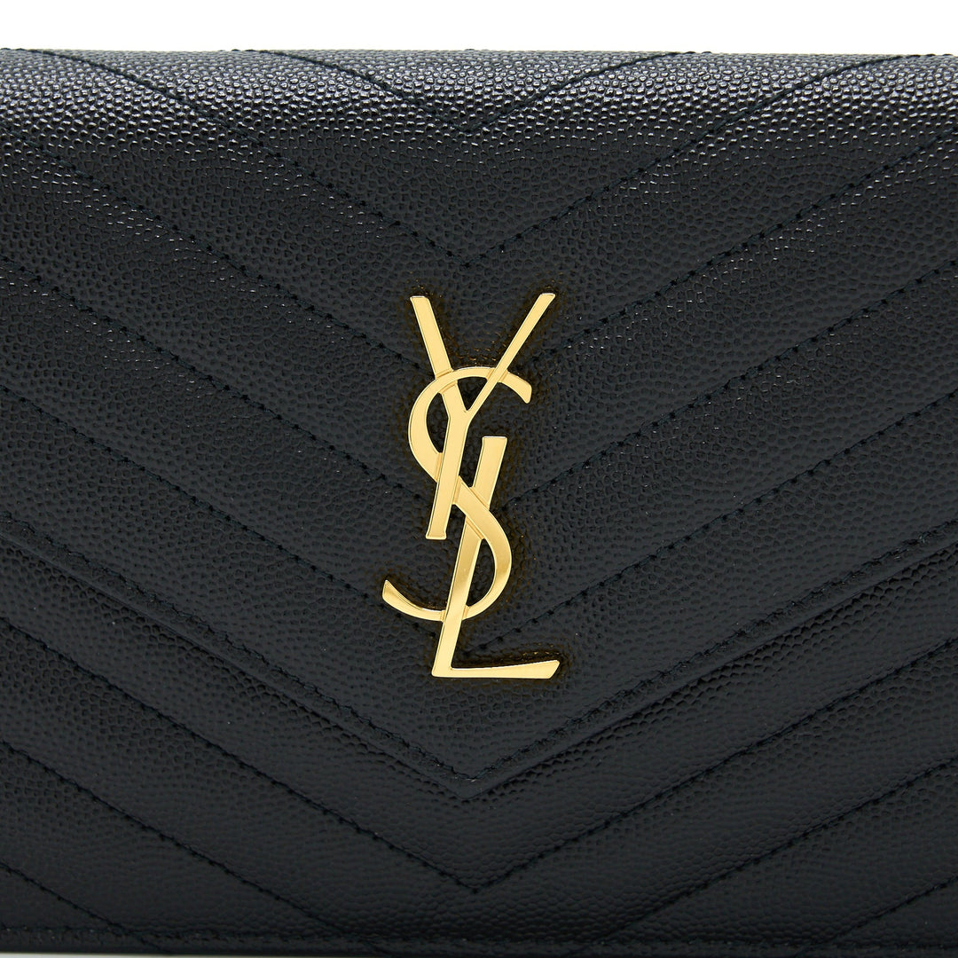 Saint Laurent/YSL Envelop Chain Wallet Black GHW