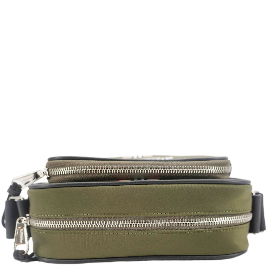 Burberry Top Striped Leather Crossbody Bag Green