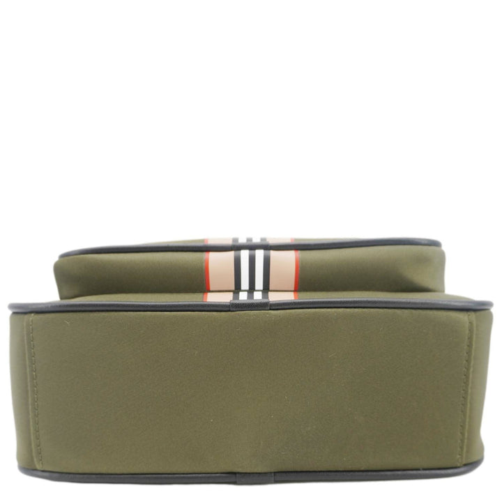 Burberry Top Striped Leather Crossbody Bag Green