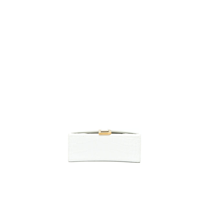Top Quality Balenciaga Hourglass XS Croc Embossed Calfskin White GHW