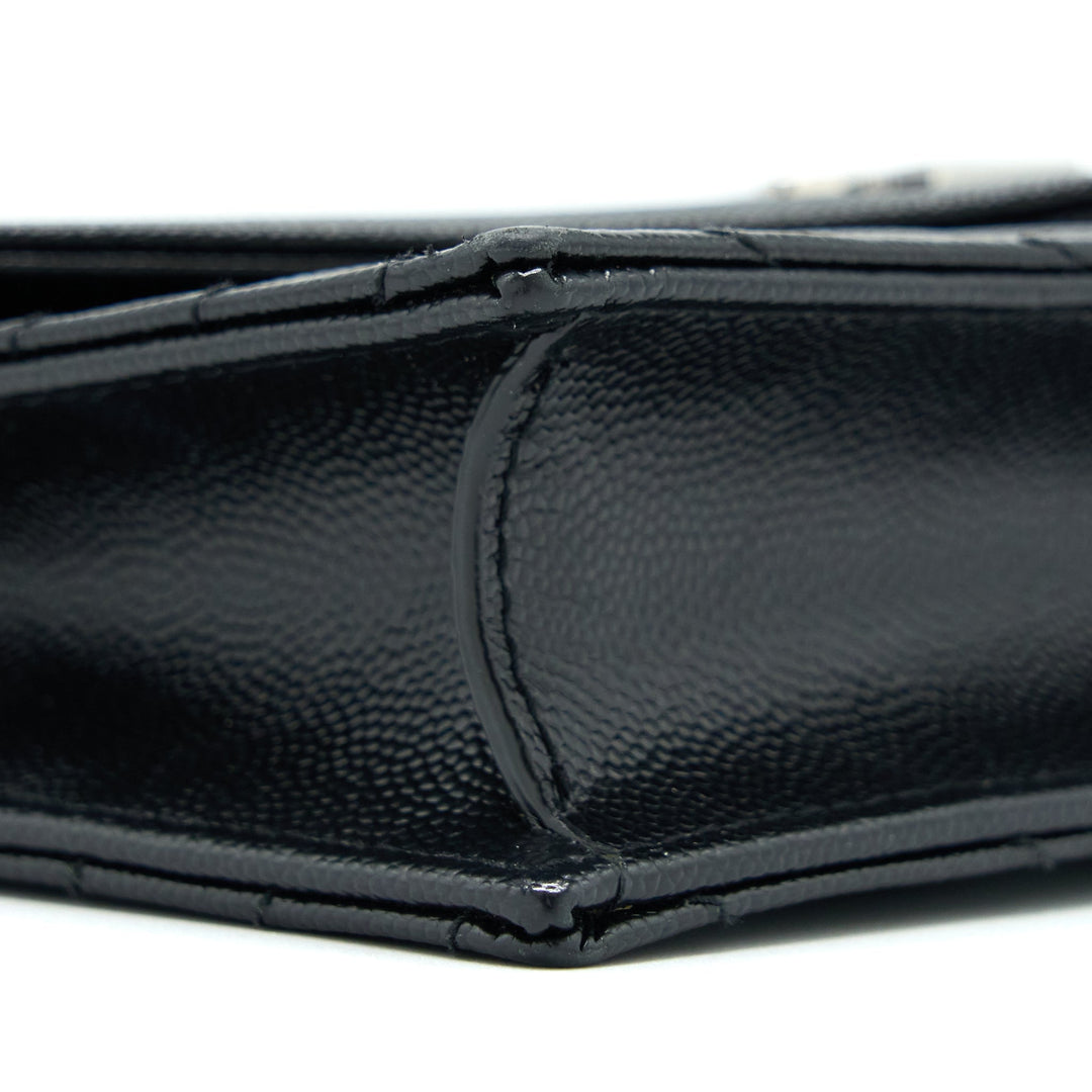 Saint Laurent/YSL Envelop Chain Wallet Caviar Black SHW