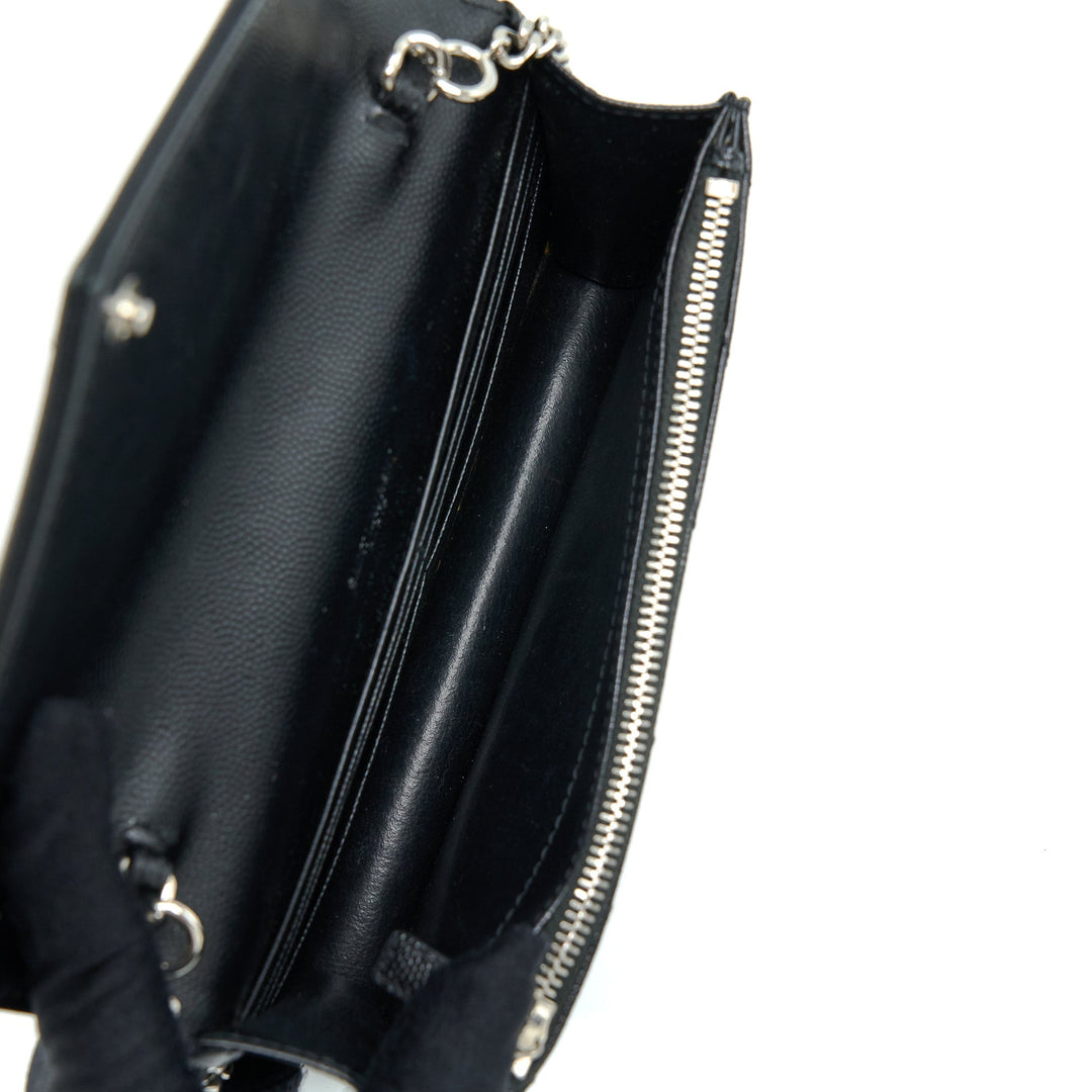 Saint Laurent/YSL Envelop Chain Wallet Caviar Black SHW