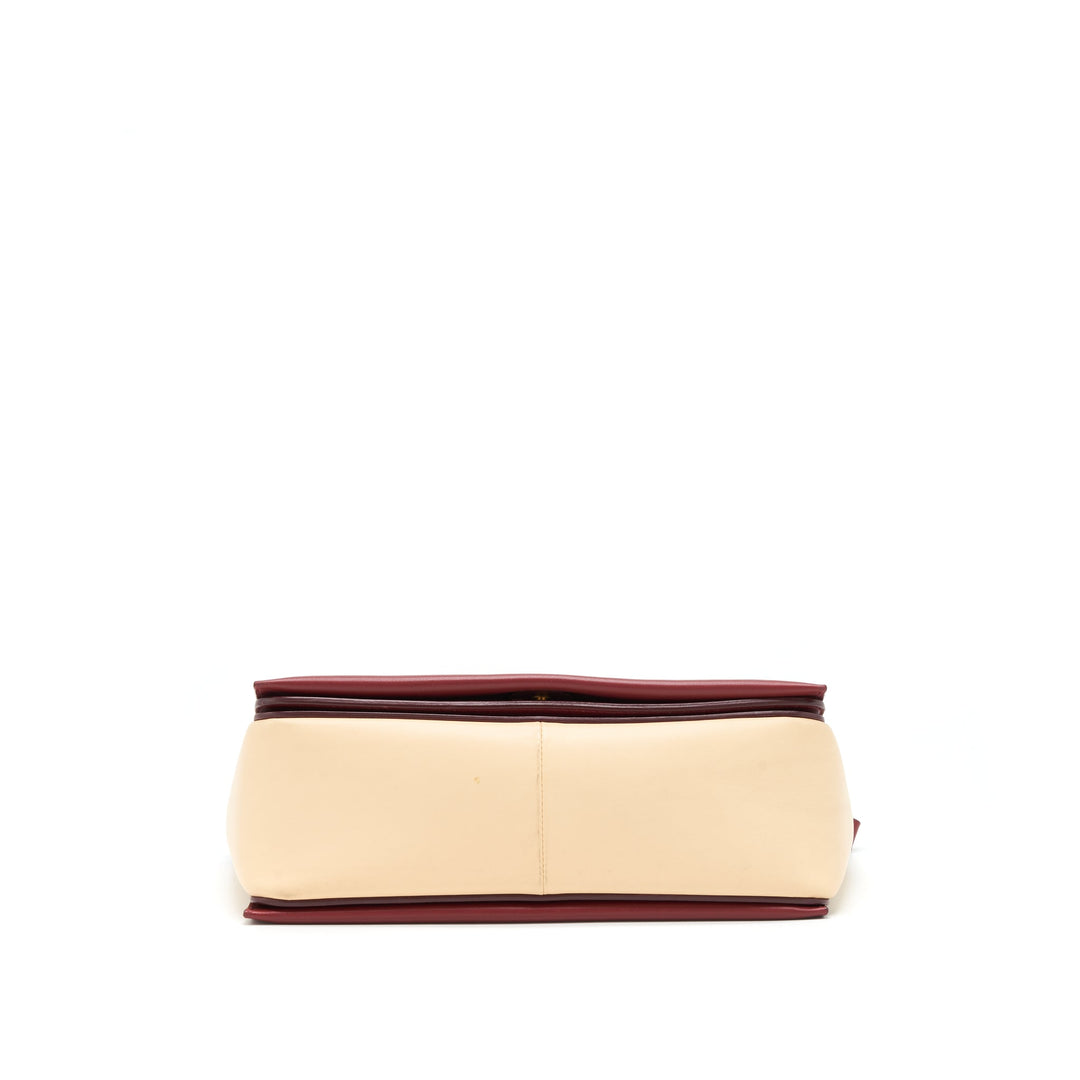 Celine Frame Bag Dark Red/Light Beige