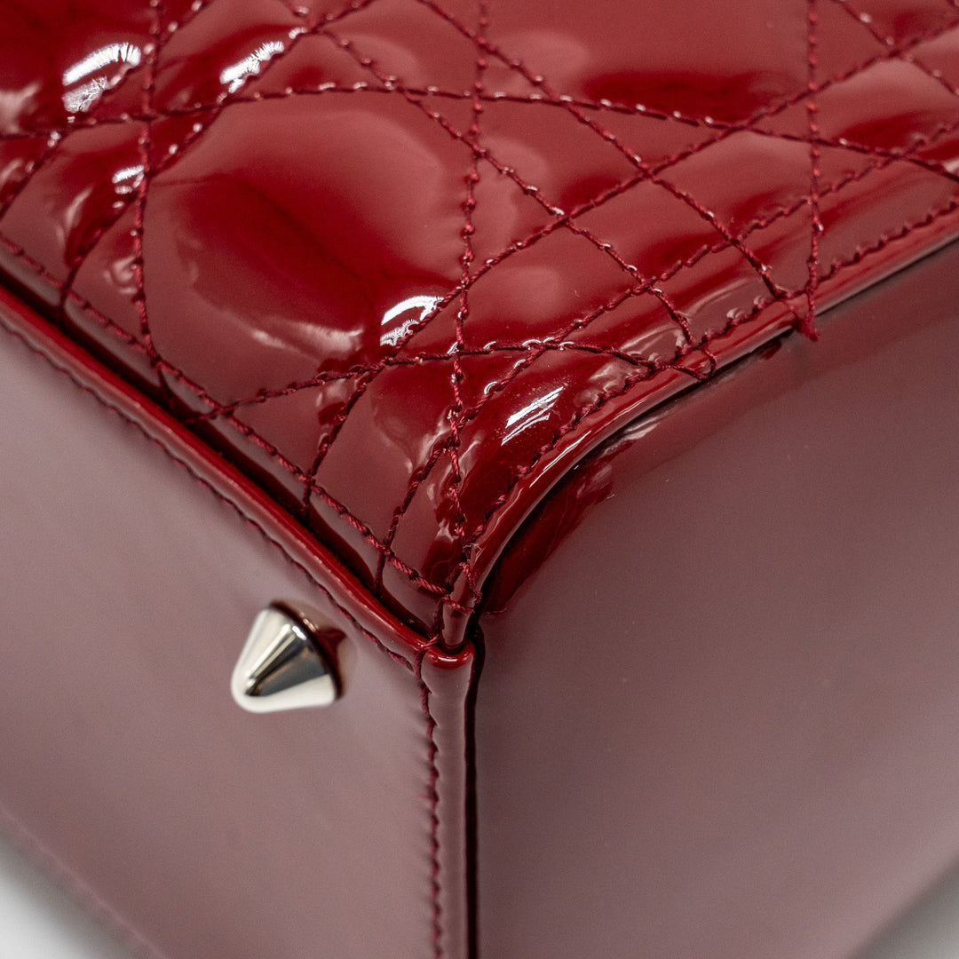 Top quality Dior Medium Lady Top quality Dior Patent Dark Red