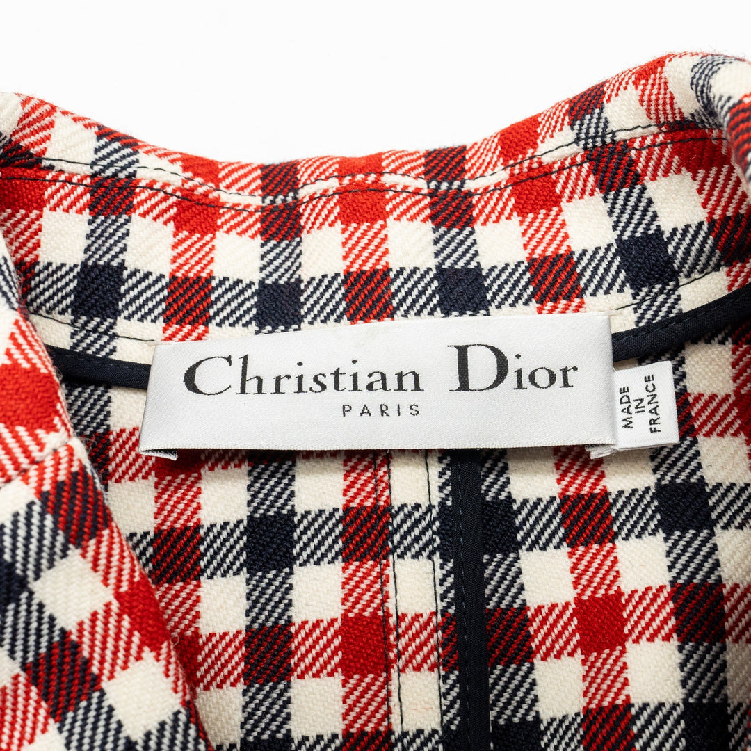 Top quality Dior size 34 Plaid Patterns jacket virgin wool Red/multicolour