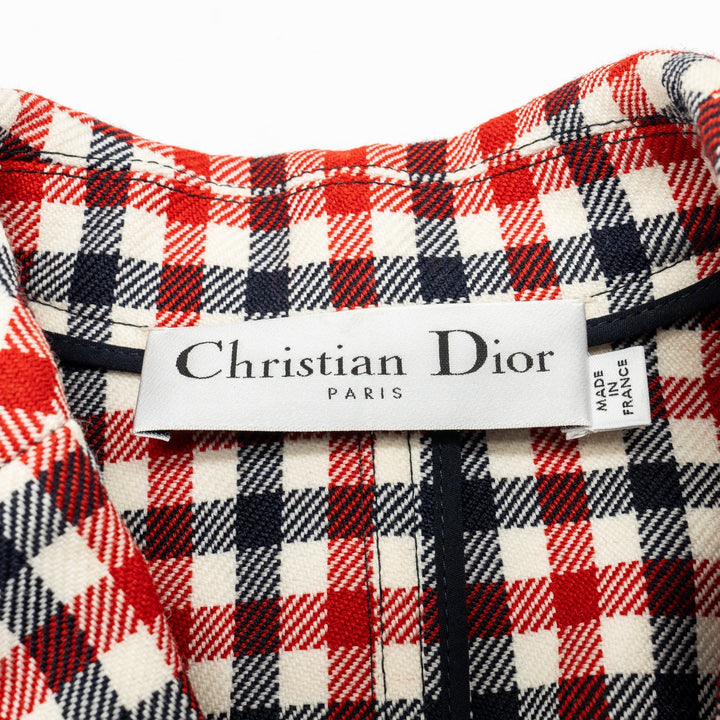 Top quality Dior size 34 Plaid Patterns jacket virgin wool Red/multicolour