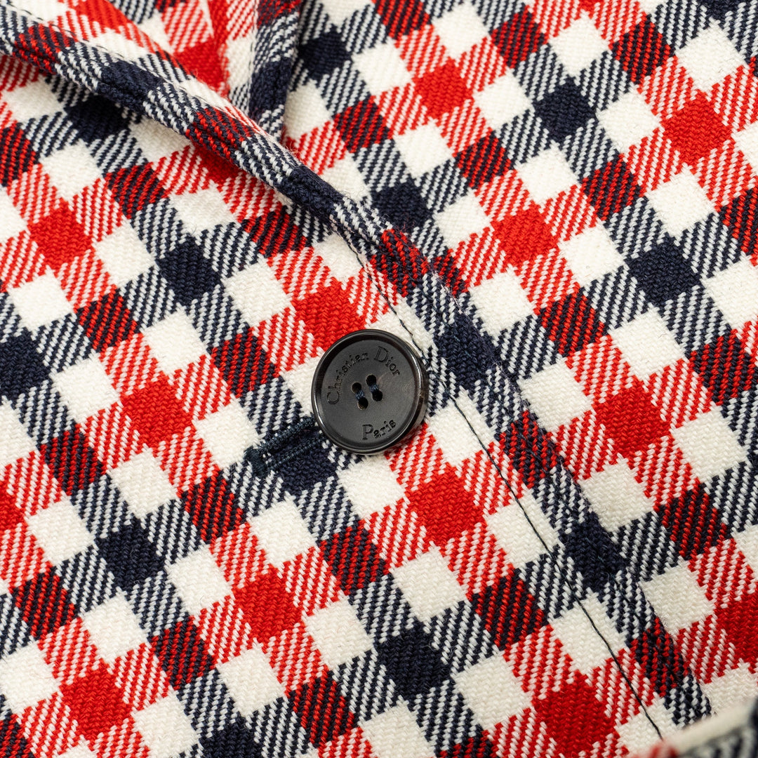 Top quality Dior size 34 Plaid Patterns jacket virgin wool Red/multicolour