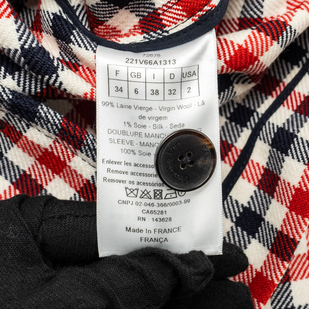 Top quality Dior size 34 Plaid Patterns jacket virgin wool Red/multicolour