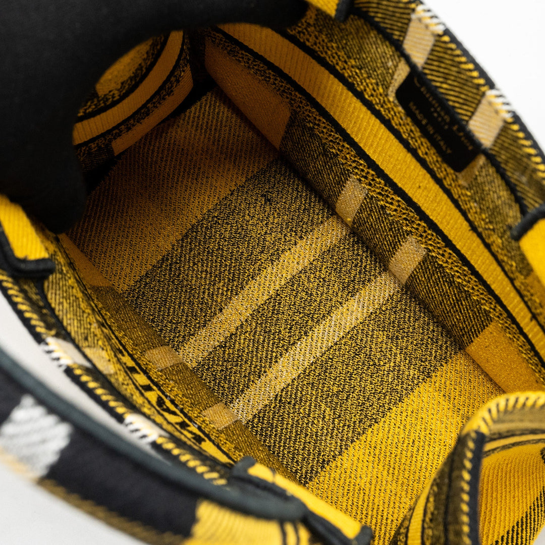Top quality Dior small book tote canvas yellow / black
