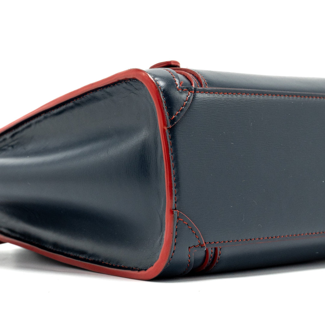 Celine Nano Luggage bag calfskin navy / red