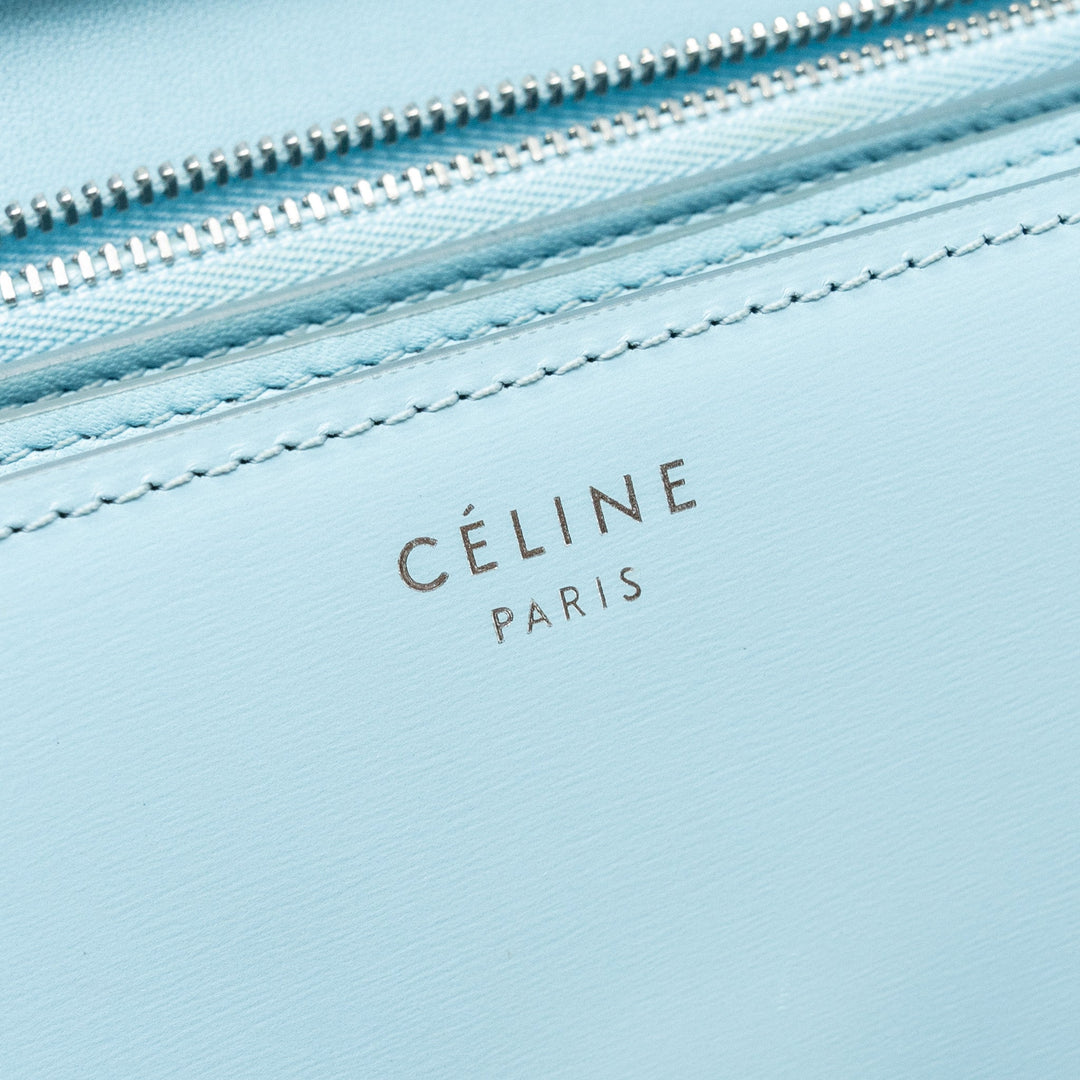 Celine medium classic box bag calfskin light blue