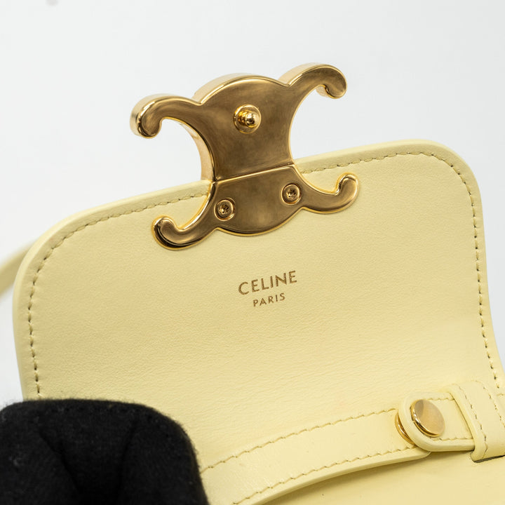 Celine Mini Claude Shiny Calfskin Light Yellow
