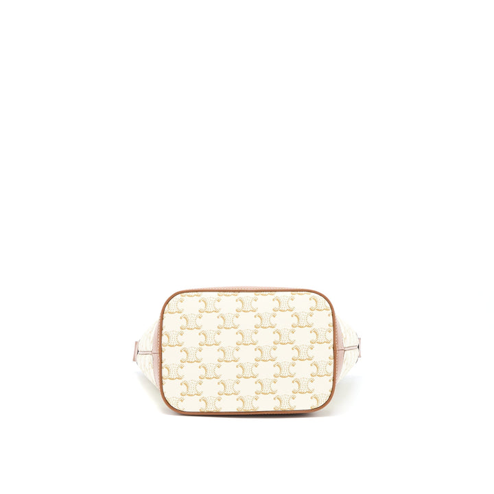 Top Quality Celine Small Bucket Bag Triomphe Canvas/Calfskin White