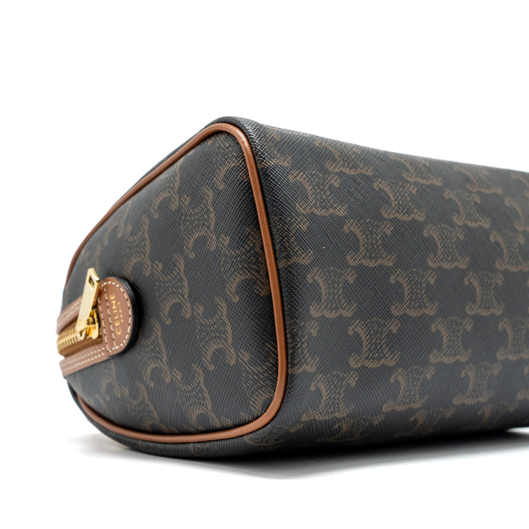 Celine Small Boston Bag Triomphe Canvas/Calfskin Tan