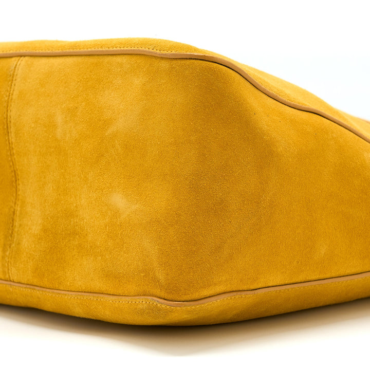 Celine Flap Shoulder Bag Suede Mustard Yellow