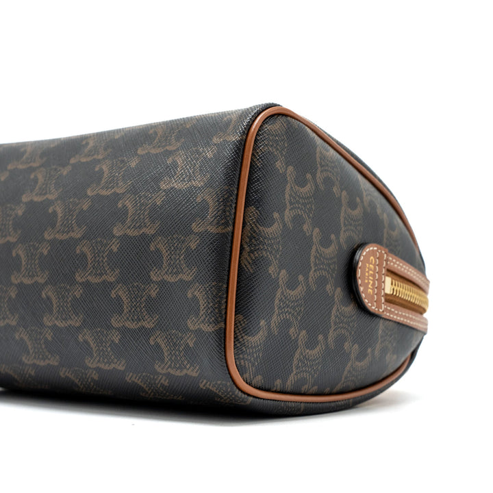 Top Quality Celine Small Boston Bag Triomphe Canvas/Calfskin Tan