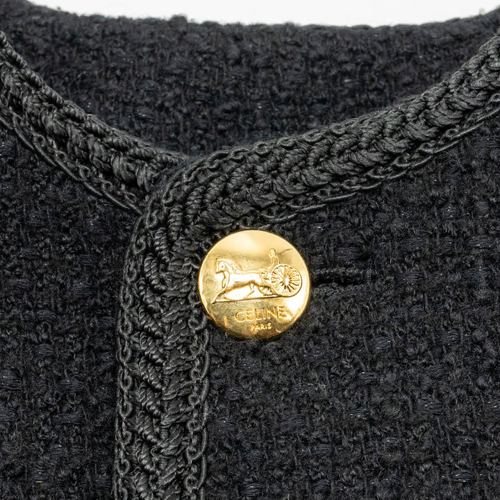 Top Quality Celine Size 34 Chasseur Jacket Tweed Black