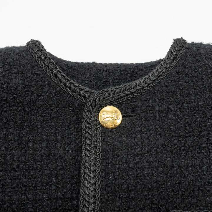Top Quality Celine Size 34 Chasseur Jacket Tweed Black