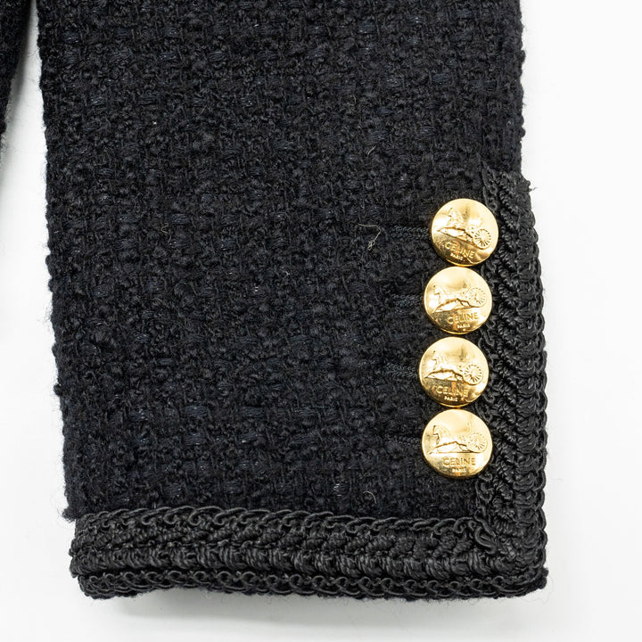 Celine Size 34 Chasseur Jacket Tweed Black