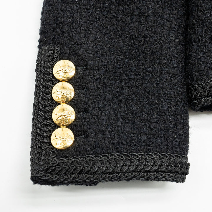 Top Quality Celine Size 34 Chasseur Jacket Tweed Black