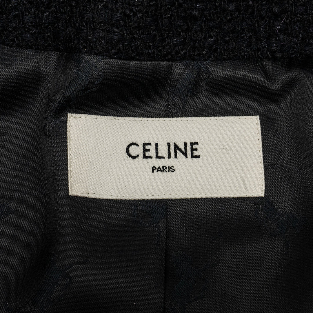 Top Quality Celine Size 34 Chasseur Jacket Tweed Black
