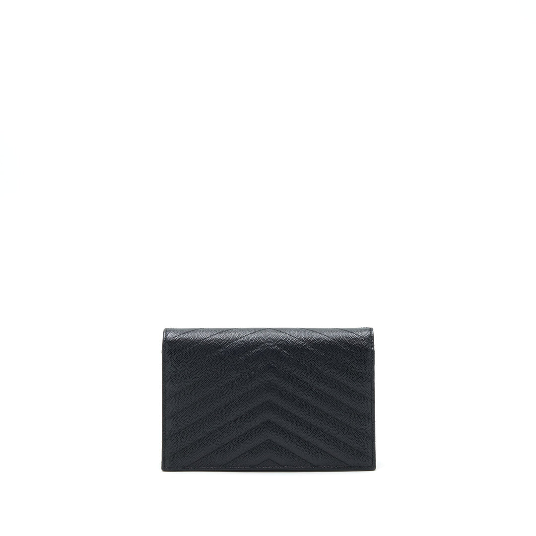 Saint Laurent/YSL Envelop Chain Wallet Caviar Black GHW