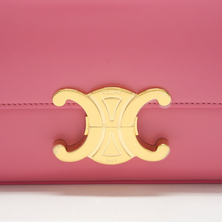 Top Quality Celine Triomphe Shoulder Bag Shiny Calfskin Flamingo
