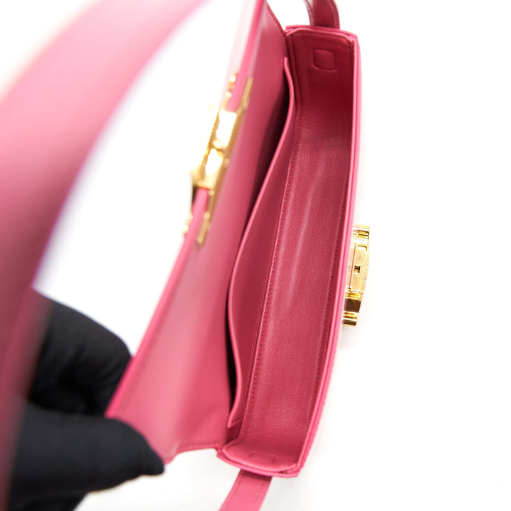 Top Quality Celine Triomphe Shoulder Bag Shiny Calfskin Flamingo