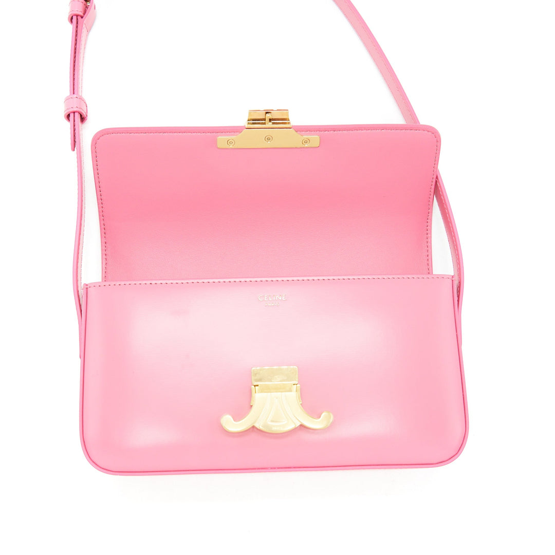 Top Quality Celine Triomphe Shoulder Bag Shiny Calfskin Flamingo