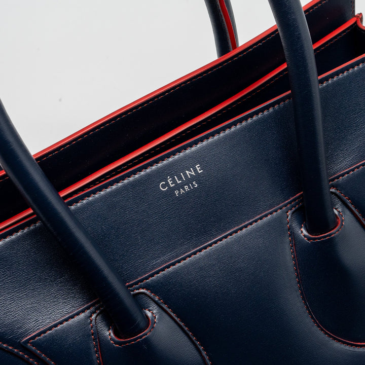 Celine Luggage Tote Bag Calfskin Blue/Red