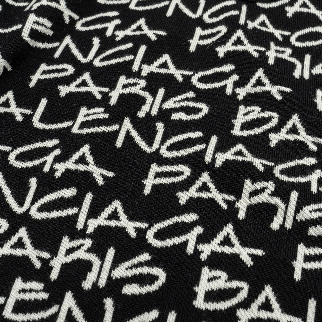 Top Quality Balenciaga Size M Long Sleeve Sweater Virgin Wool Black/White