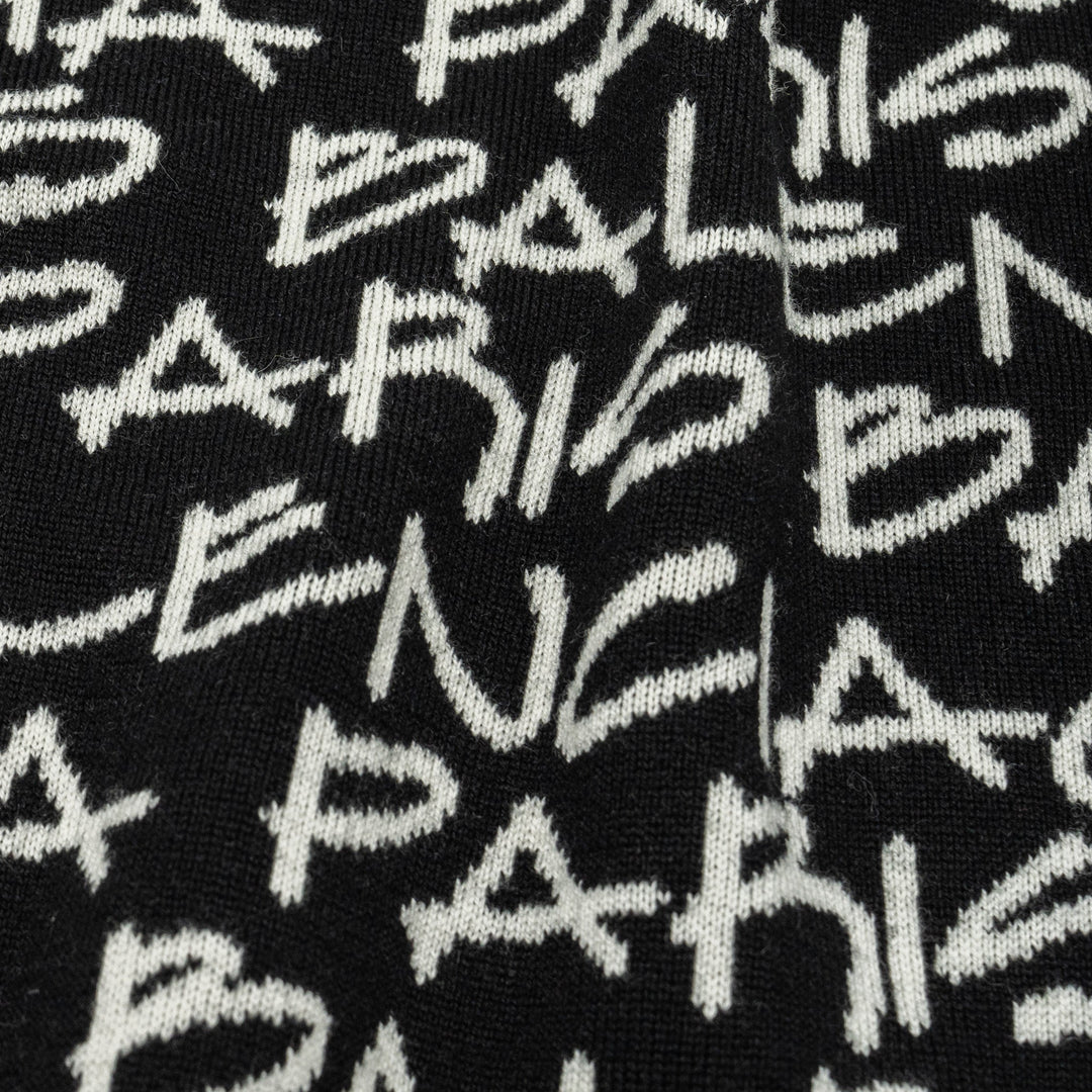 Top Quality Balenciaga Size M Long Sleeve Sweater Virgin Wool Black/White
