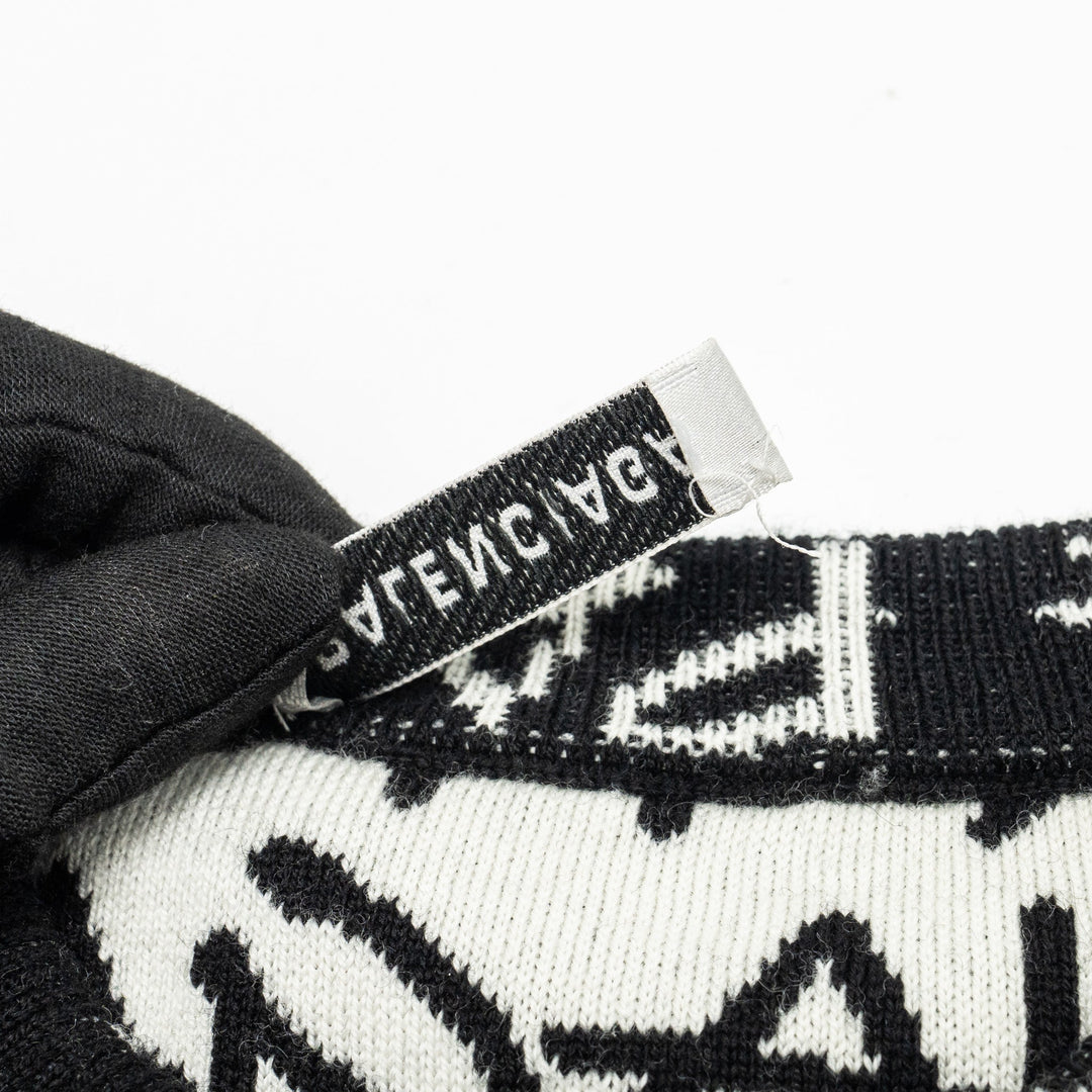 Top Quality Balenciaga Size M Long Sleeve Sweater Virgin Wool Black/White