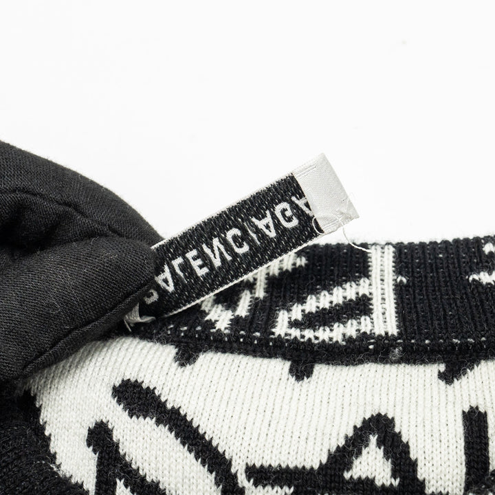 Top Quality Balenciaga Size M Long Sleeve Sweater Virgin Wool Black/White