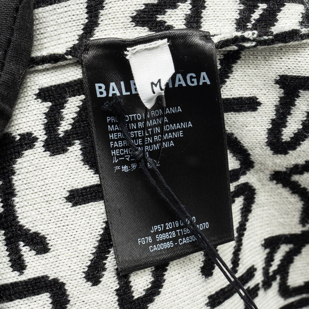 Top Quality Balenciaga Size M Long Sleeve Sweater Virgin Wool Black/White