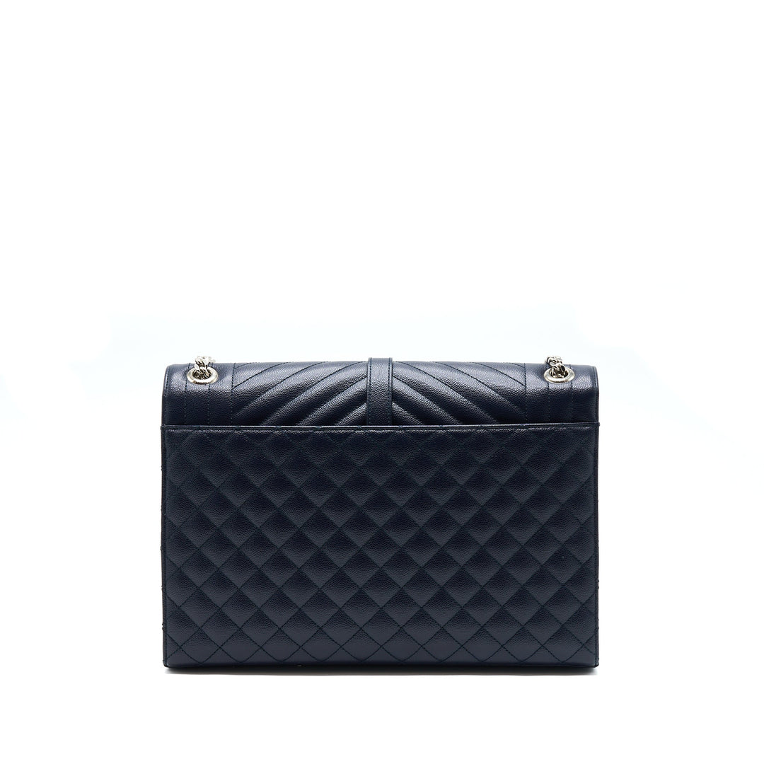 Saint Laurent Envelop Shoulder Bag Calfskin Navy SHW