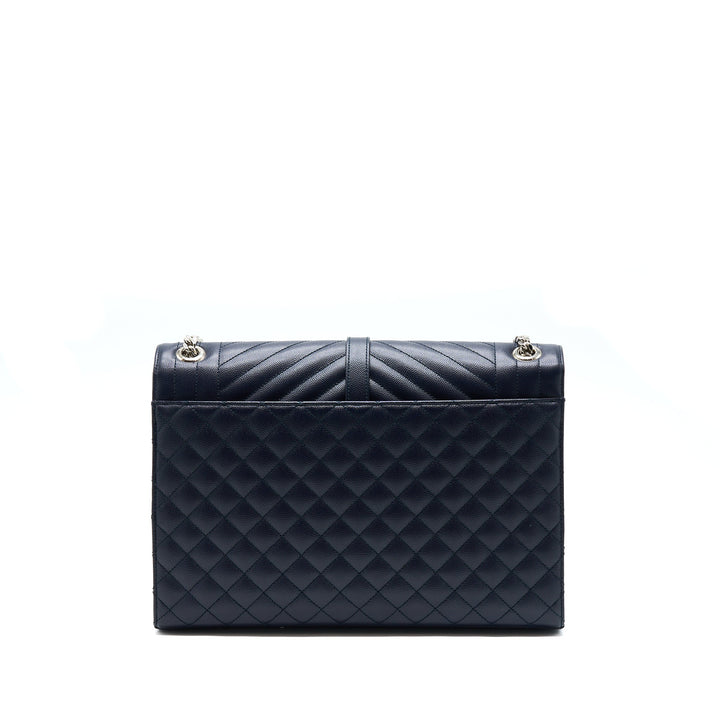 Saint Laurent Envelop Shoulder Bag Calfskin Navy SHW