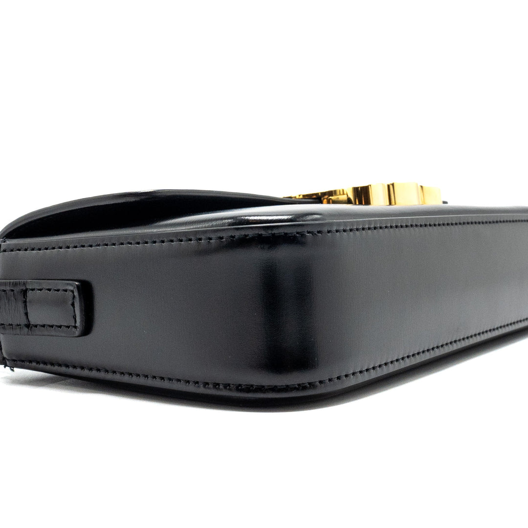 Top Quality Celine Triomphe Shoulder Bag Shiny Calfskin Black