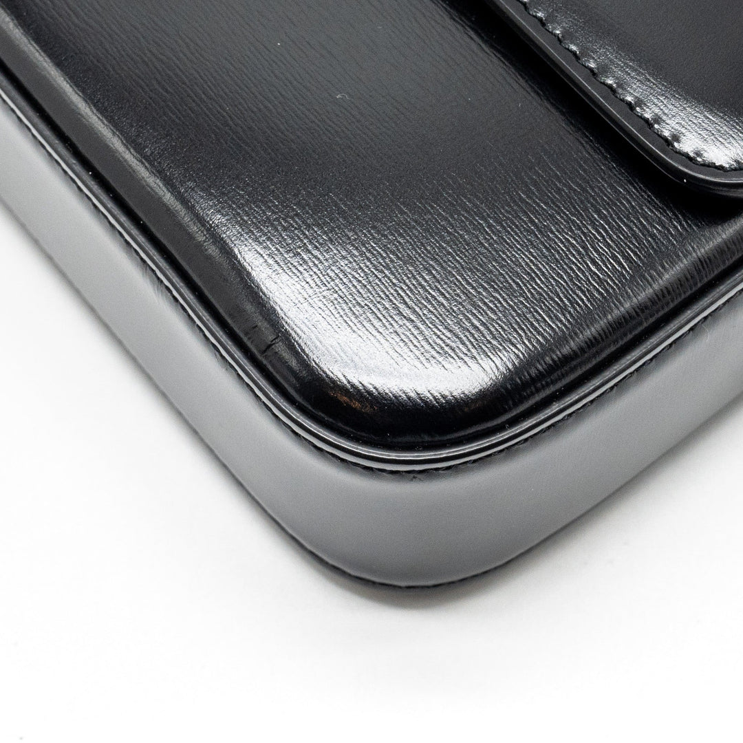 Top Quality Celine Triomphe Shoulder Bag Shiny Calfskin Black