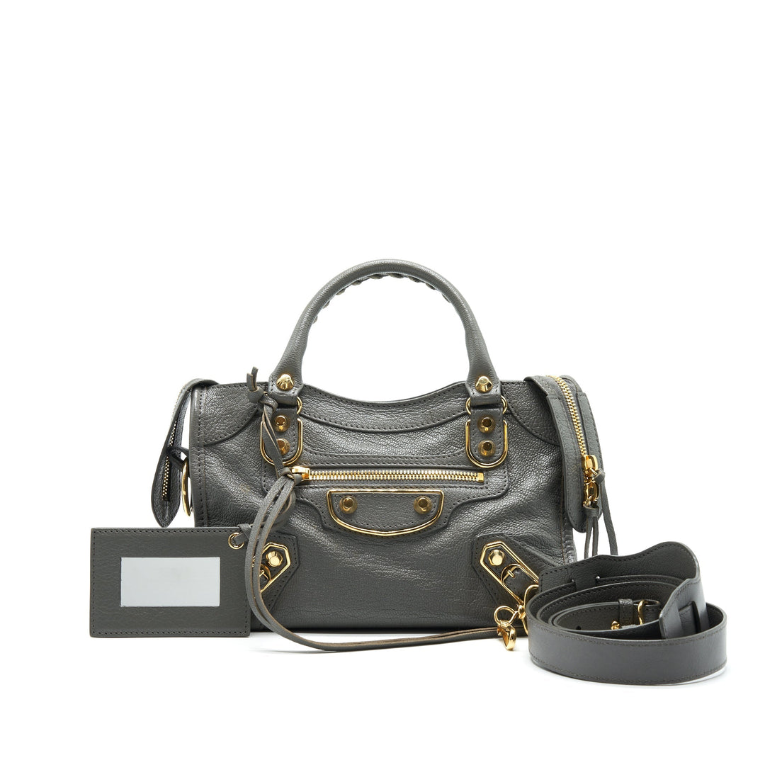 Top Quality Balenciaga Mini City Bag Grey with GHW