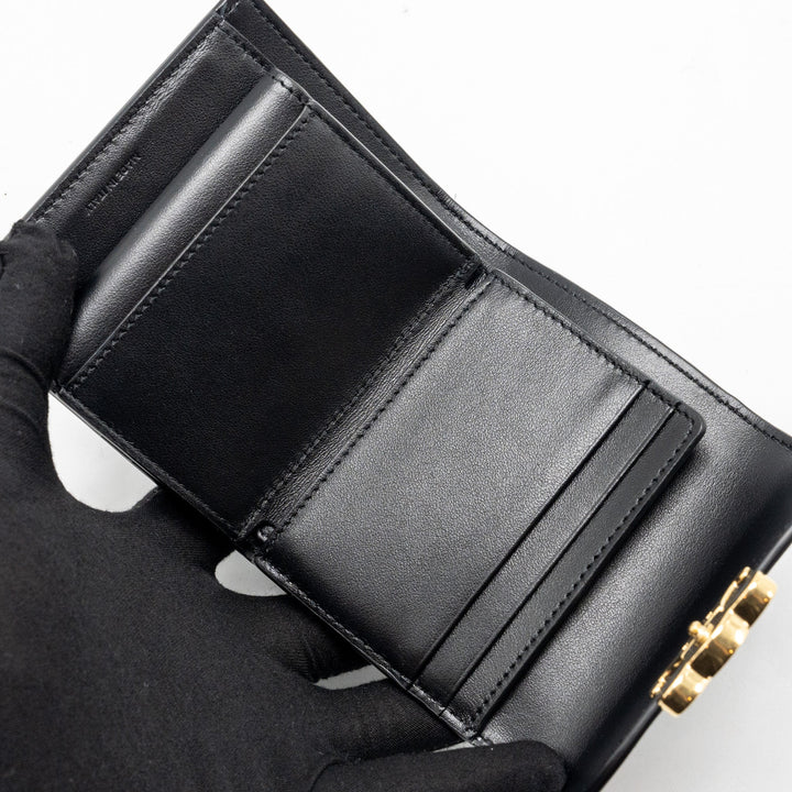 Top Quality Celine Small Triomphe Flap Wallet Shiny Calfskin Black
