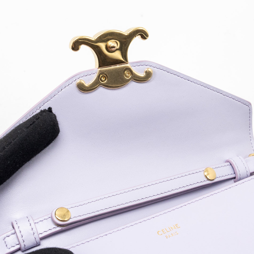 Top Quality Celine Triomphe Wallet on Chain Margo Shiny Calfskin Light Lavender