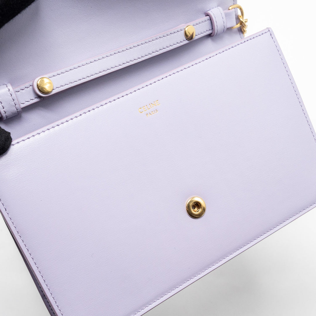 Top Quality Celine Triomphe Wallet on Chain Margo Shiny Calfskin Light Lavender